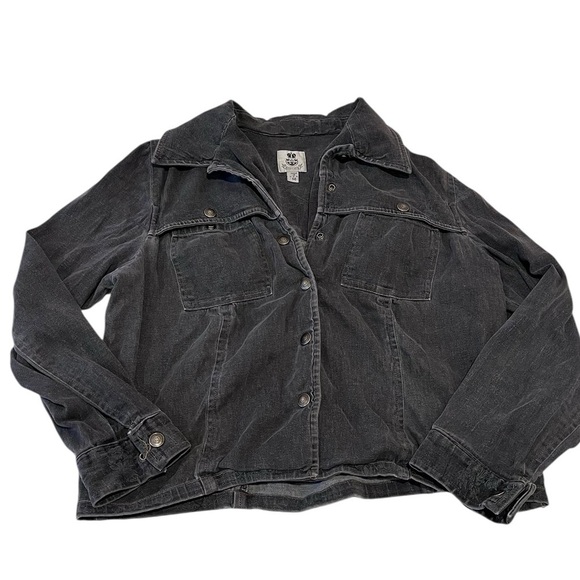 Y2K Renfrew Dark Gray Denim Jean Jacket grunge indie sleaze emo whimsigoth biker - Picture 3 of 9